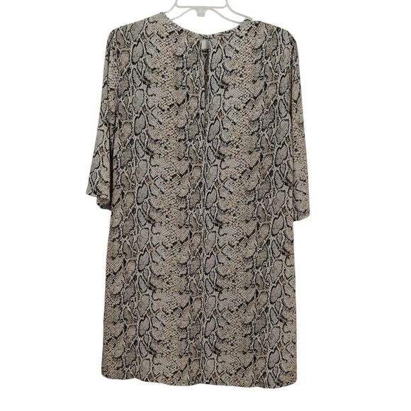 Equipment Aubrey Snake Print 100% Silk Shift Dress Sz Small Gray Pockets Keyhole - Picture 6 of 8